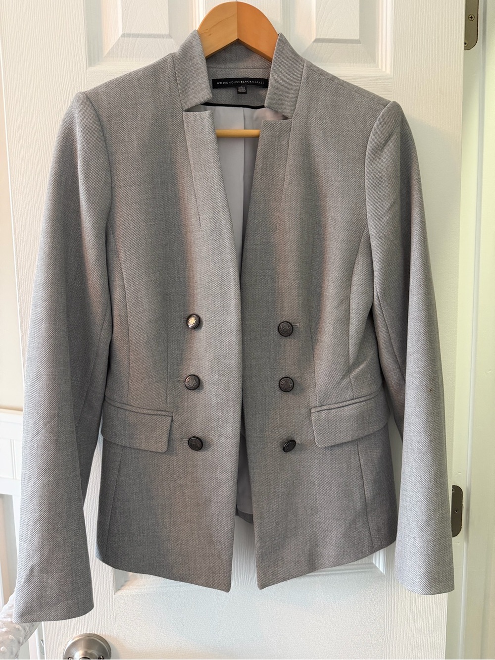 White House Black Market Light Gray Double-Breasted Blazer